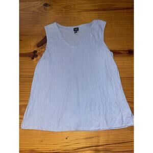 Eileen Fisher Woman 100% Cornflower Blue Linen Quiet Luxury Tank 1X